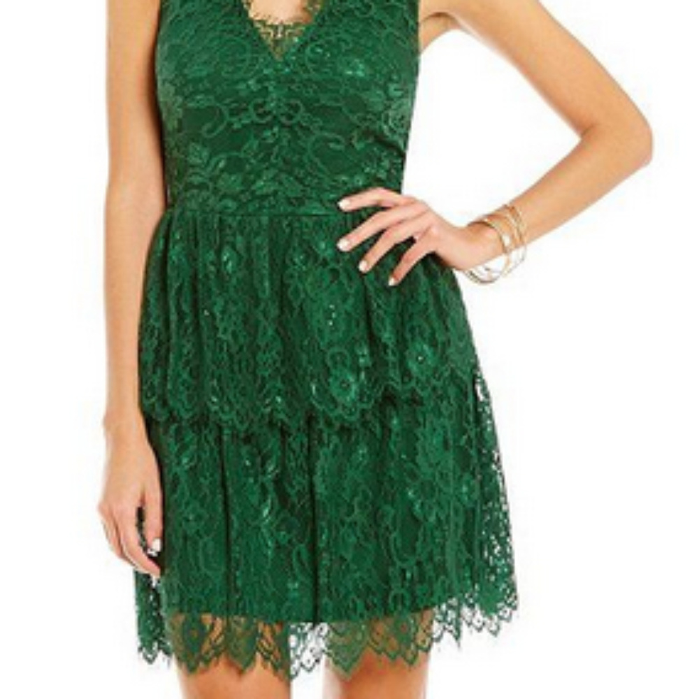 Gianni Bini emerald green lace dress size 12